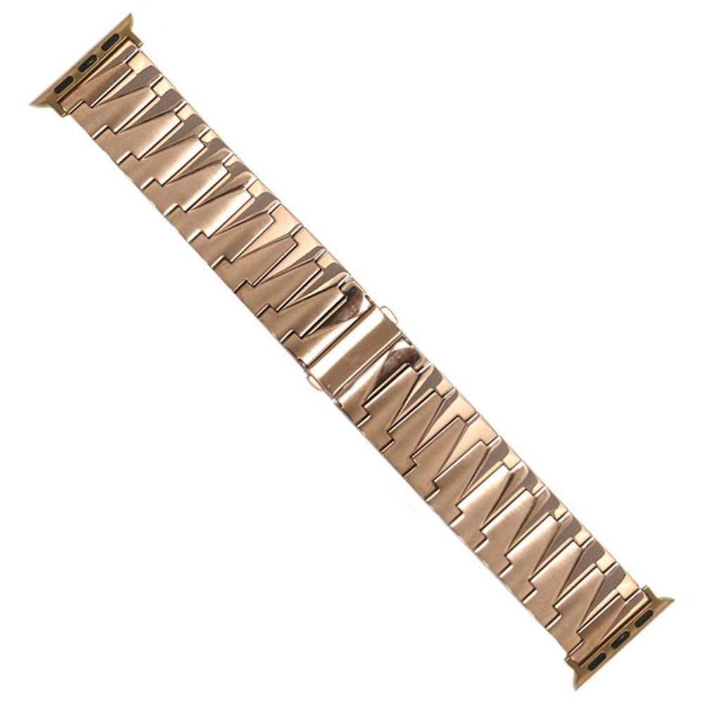 For Apple Watch Series 8 41mm / Series 7 41mm / Watch Series 6 / 5 / 4 / SE / SE(2022) 40mm / Watch Series 1 / 2 / 3 38mm Replacement Strap Stainless Steel Frosted Smartwatch Wrist Band - Rose Gold - UNIQBUY