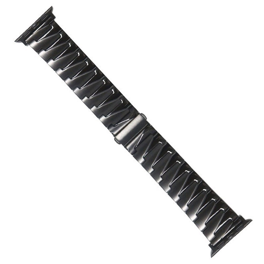 For Apple Watch Series 8 41mm / Series 7 41mm / Watch Series 6 / 5 / 4 / SE / SE(2022) 40mm / Watch Series 1 / 2 / 3 38mm Replacement Strap Stainless Steel Frosted Smartwatch Wrist Band - Black - UNIQBUY