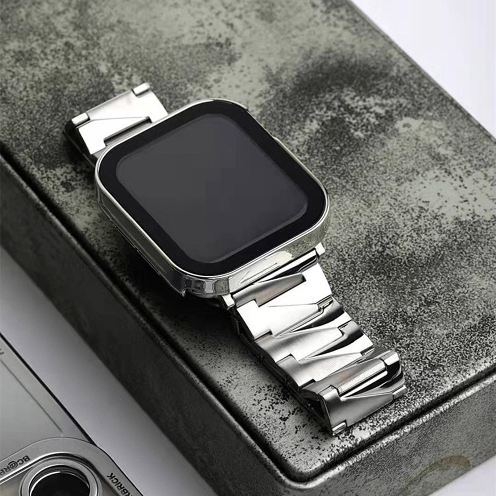 For Apple Watch Ultra 49mm / Series 8 45mm / 7 45mm / 4 / 5 / 6 / SE 44mm / SE (2022) 44mm / Series 1 / 2 / 3 42mm Frosted Stainless Steel Smartwatch Strap Replacement Wrist Band - Silver - UNIQBUY
