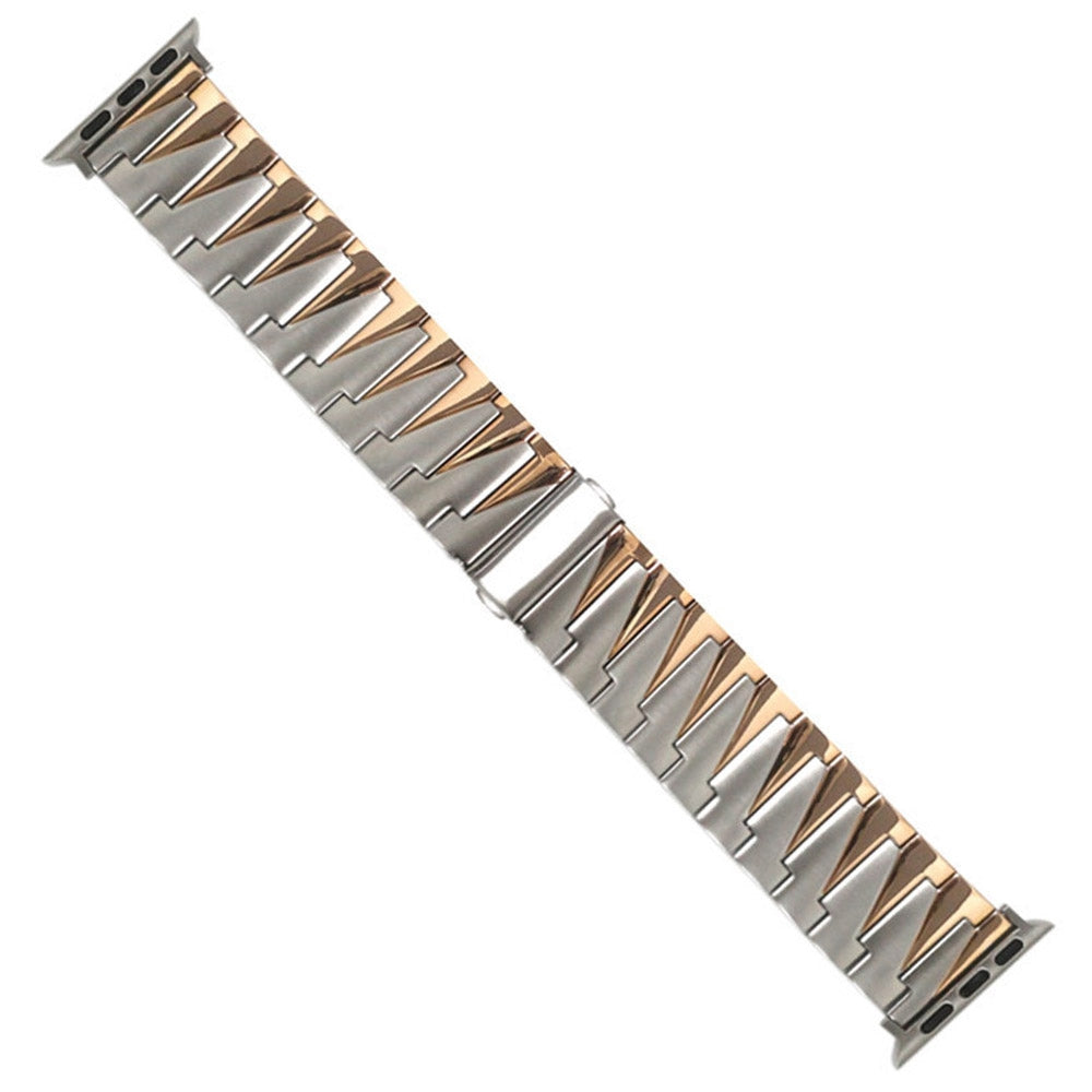 For Apple Watch Ultra 49mm / Series 8 45mm / 7 45mm / 4 / 5 / 6 / SE 44mm / SE (2022) 44mm / Series 1 / 2 / 3 42mm Frosted Stainless Steel Smartwatch Strap Replacement Wrist Band - Silver / Rose Gold - UNIQBUY