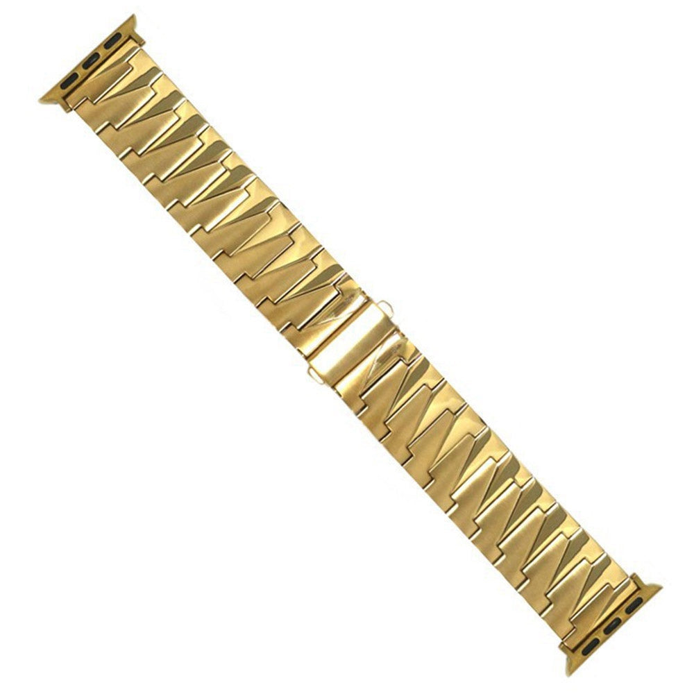 For Apple Watch Ultra 49mm / Series 8 45mm / 7 45mm / 4 / 5 / 6 / SE 44mm / SE (2022) 44mm / Series 1 / 2 / 3 42mm Frosted Stainless Steel Smartwatch Strap Replacement Wrist Band - Gold - UNIQBUY