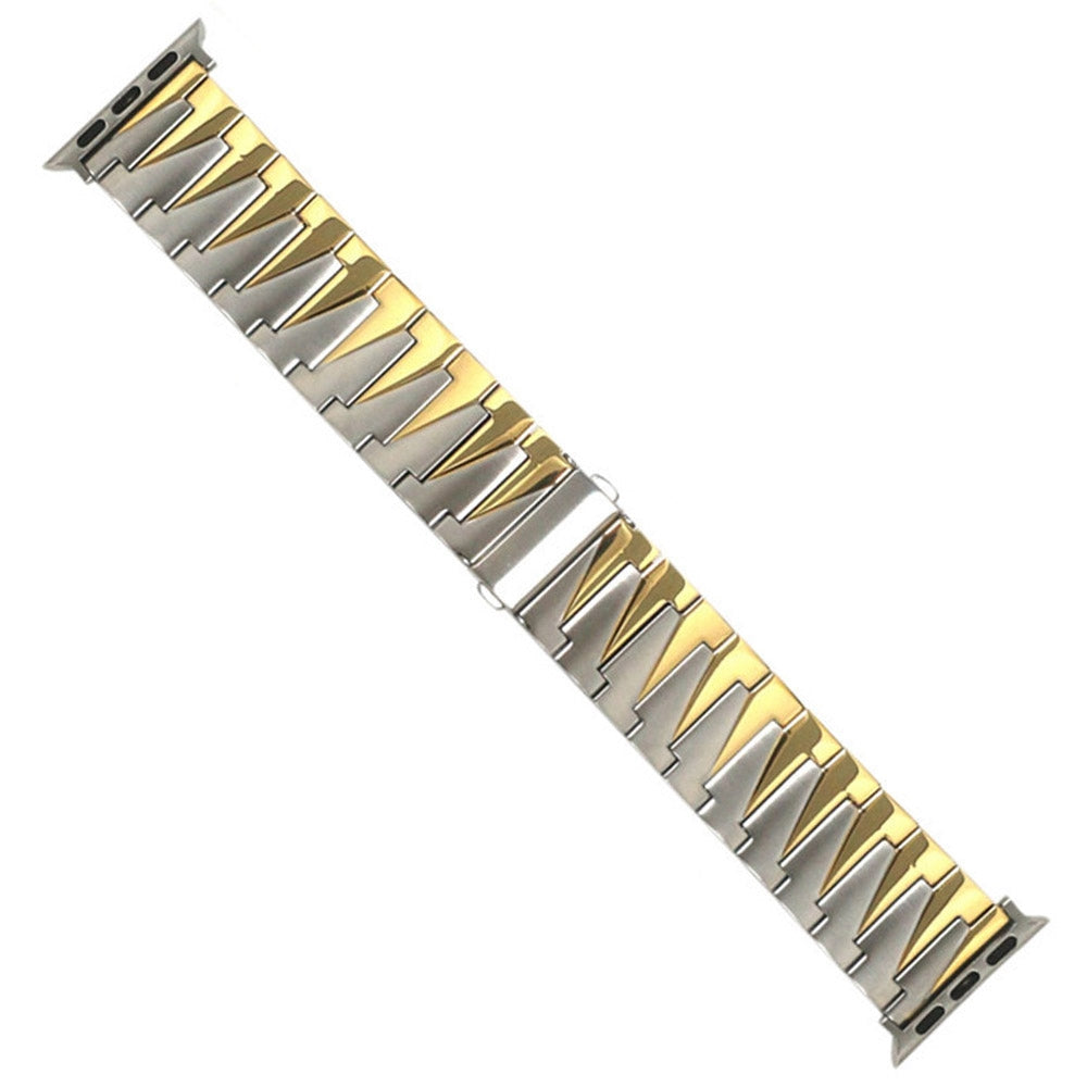 For Apple Watch Ultra 49mm / Series 8 45mm / 7 45mm / 4 / 5 / 6 / SE 44mm / SE (2022) 44mm / Series 1 / 2 / 3 42mm Frosted Stainless Steel Smartwatch Strap Replacement Wrist Band - Silver / Gold - UNIQBUY