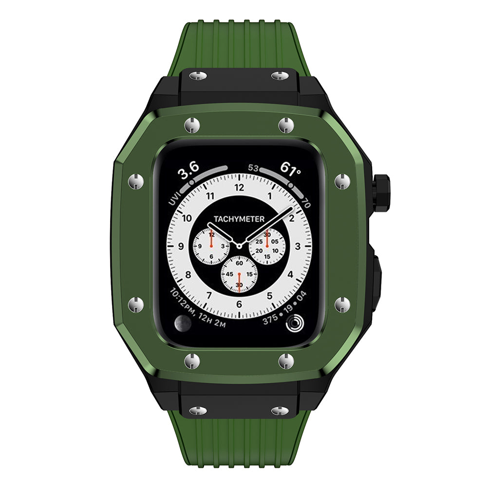 a close up of a green clock on a green background