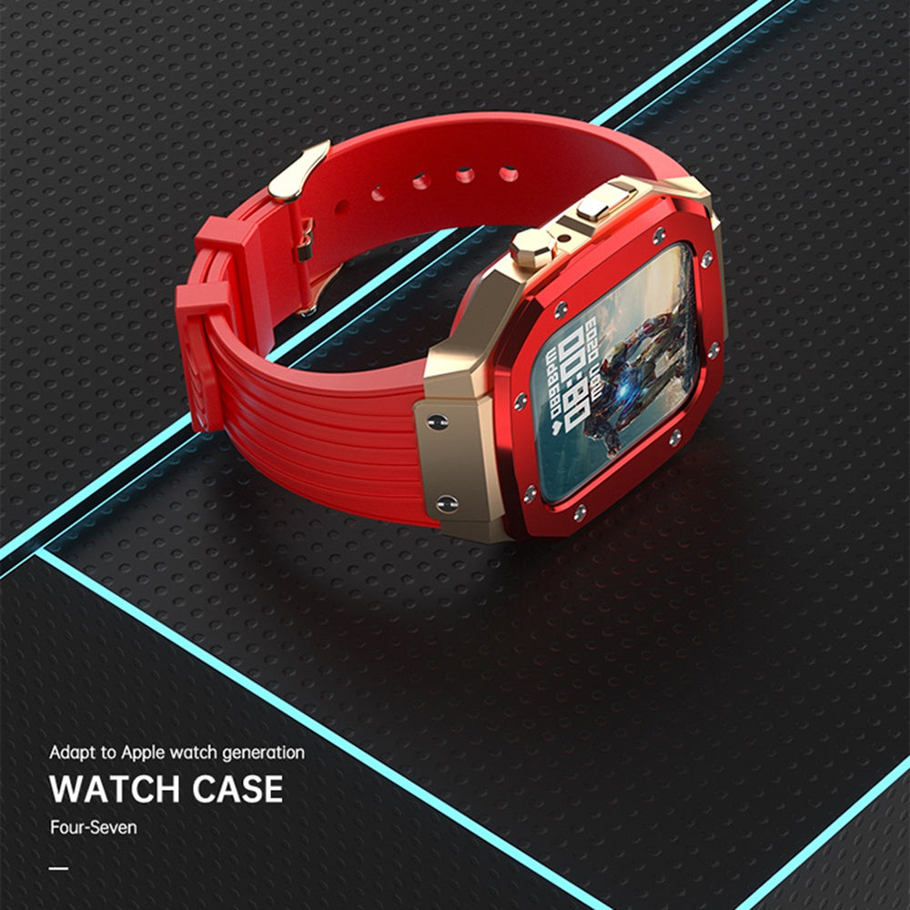 a red car is parked on the floor