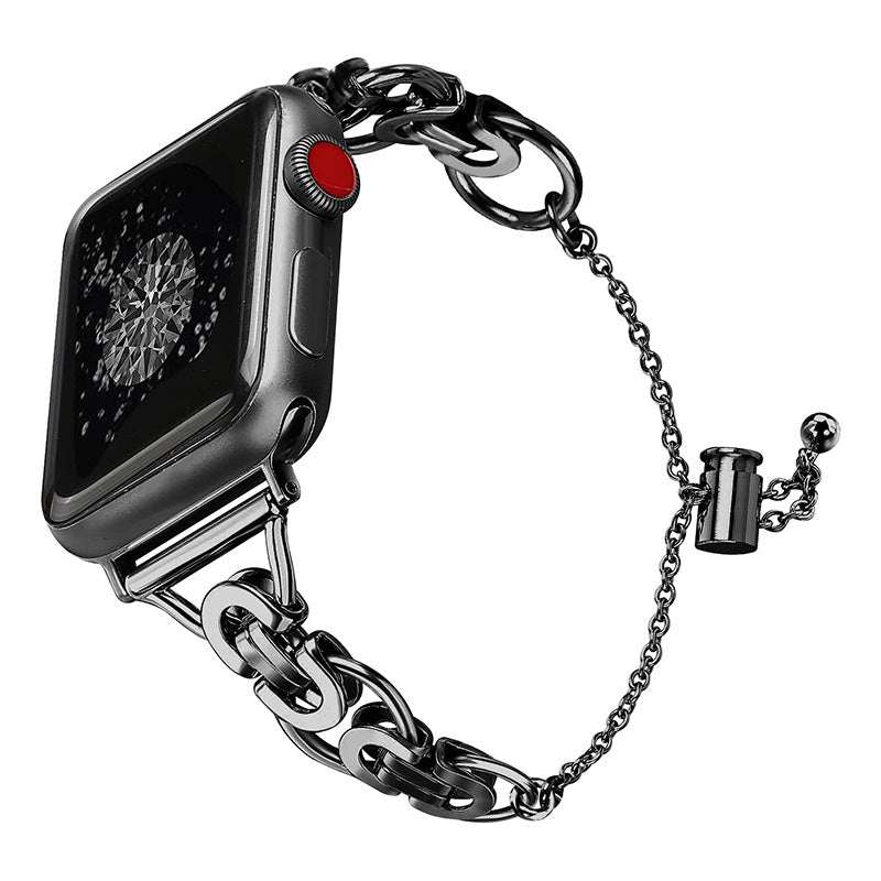 For Apple Watch Series 1 / 2 / 3 38mm / SE / SE(2022) / Series 4 / 5 / 6 40mm / Series 7 41mm / Series 8 41mm Stainless Steel Stylish Hollow Out Smart Watch Band Bracelet - Black - UNIQBUY