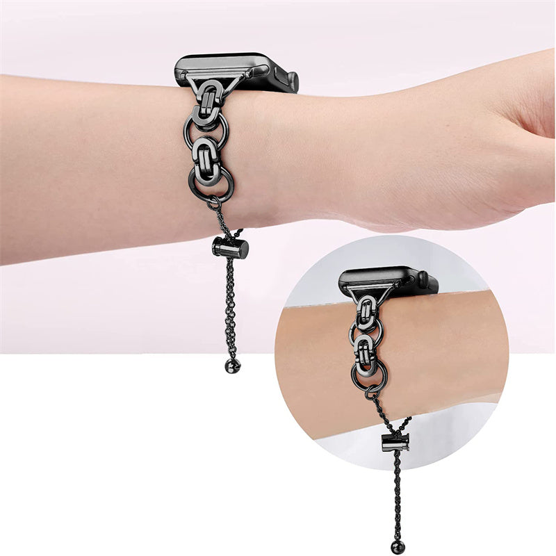 For Apple Watch Series 1 / 2 / 3 38mm / SE / SE(2022) / Series 4 / 5 / 6 40mm / Series 7 41mm / Series 8 41mm Stainless Steel Stylish Hollow Out Smart Watch Band Bracelet - Black - UNIQBUY