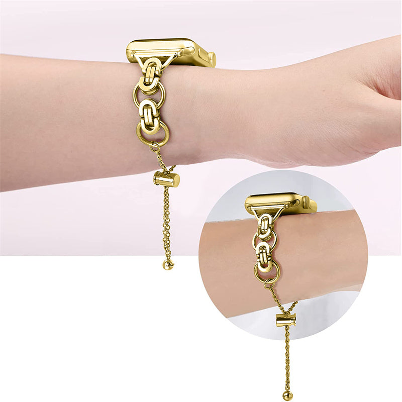 For Apple Watch Series 1 / 2 / 3 38mm / SE / SE(2022) / Series 4 / 5 / 6 40mm / Series 7 41mm / Series 8 41mm Stainless Steel Stylish Hollow Out Smart Watch Band Bracelet - Gold - UNIQBUY