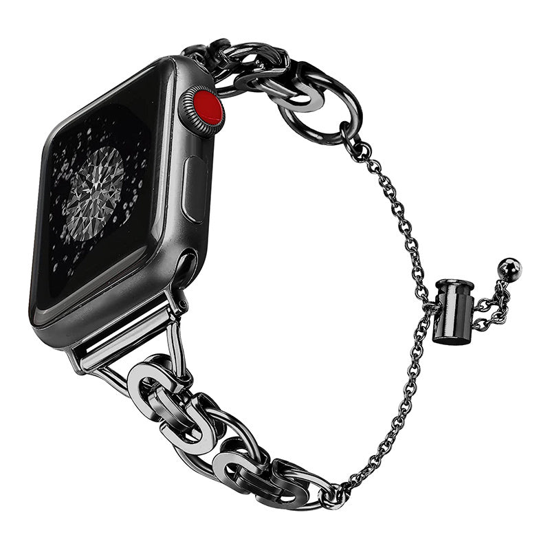 For Apple Watch Series 1 / 2 / 3 42mm / SE 44mm / SE (2022) 44mm / Series 4 / 5 / 6 44mm / Series 7 45mm / Series 8 45mm Stylish Hollow Out Smart Watch Band Stainless Steel Bracelet - Black - UNIQBUY