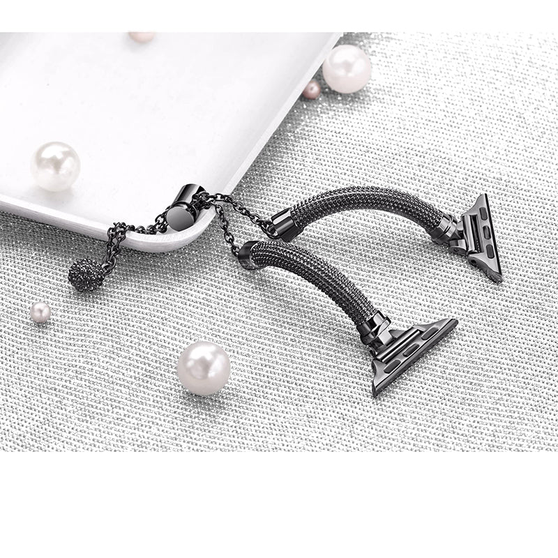 For Apple Watch Ultra 49mm / Series 8 45mm / 7 45mm / SE / SE (2022) 44mm / 4 / 5 / 6 44mm / 3 / 2 / 1 42mm Stylish Durable Bracelet Metal Smart Watch Band Wrist Strap Replacement - Black - UNIQBUY