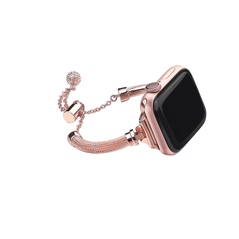 For Apple Watch Series 8 41mm / Series 7 41mm / SE / 4 / 5 / 6 40mm / 3 / 2 / 1 38mm Metal Smart Watch Band Bracelet Wear-resistant Durable Wrist Strap Replacement - Rose Gold - UNIQBUY