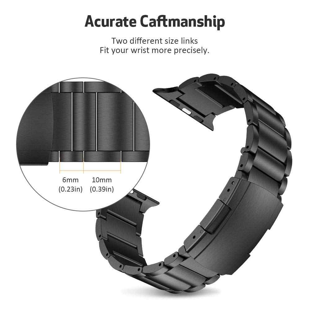 JLT For Apple Watch Ultra 49mm / Series 8 45mm / 7 45mm / SE 44mm / SE (2022) 44mm / Series 6 / 5 / 4 44mm / Series 3 / 2 / 1 42mm Replacement Watch Strap Titanium Steel Ultra-light Wristband - Black