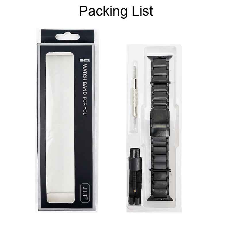 JLT For Apple Watch Ultra 49mm / Series 8 45mm / 7 45mm / SE 44mm / SE (2022) 44mm / Series 6 / 5 / 4 44mm / Series 3 / 2 / 1 42mm Replacement Watch Strap Titanium Steel Ultra-light Wristband - Black