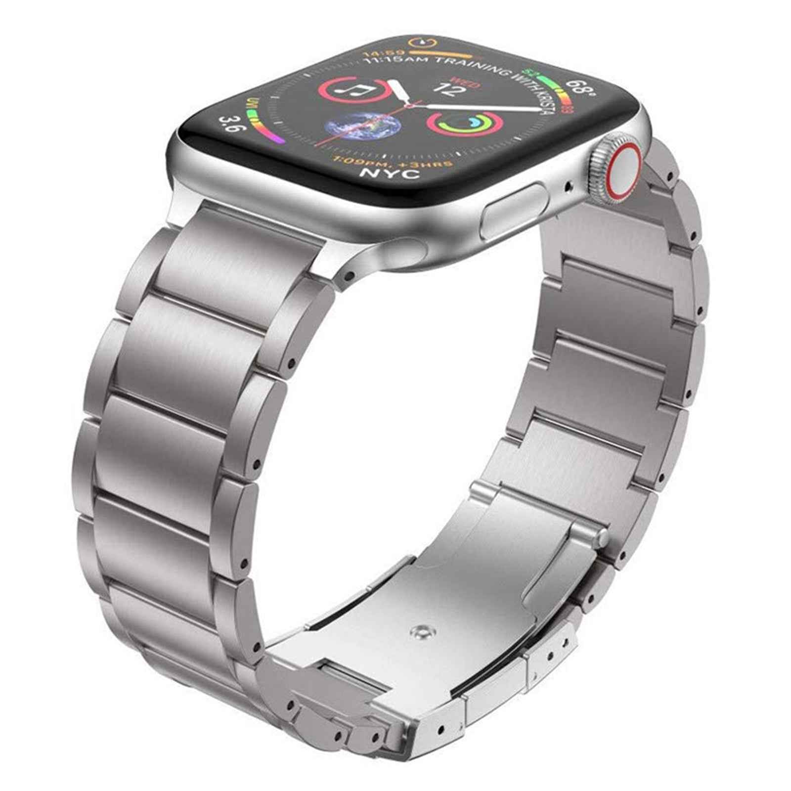 JLT For Apple Watch Ultra 49mm / Series 8 45mm / 7 45mm / SE 44mm / SE (2022) 44mm / Series 6 / 5 / 4 44mm / Series 3 / 2 / 1 42mm Replacement Watch Strap Titanium Steel Ultra-light Wristband - Grey Silver