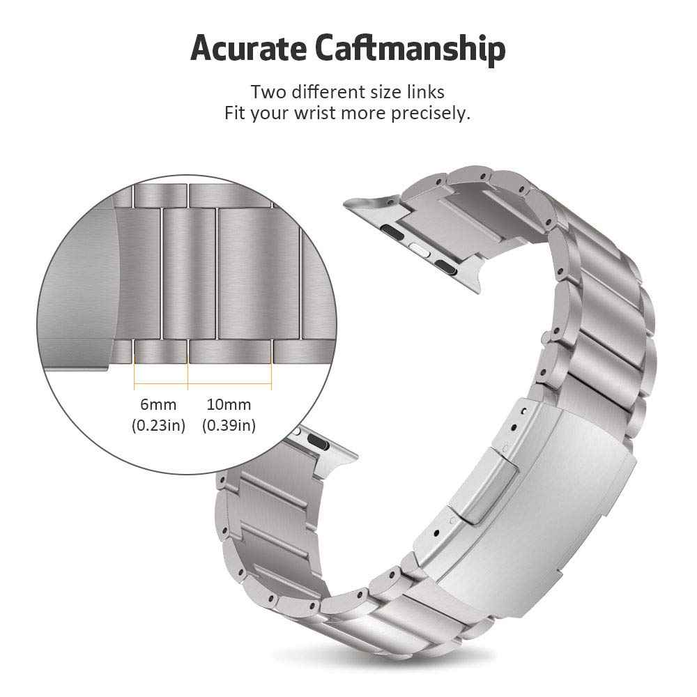 JLT For Apple Watch Ultra 49mm / Series 8 45mm / 7 45mm / SE 44mm / SE (2022) 44mm / Series 6 / 5 / 4 44mm / Series 3 / 2 / 1 42mm Replacement Watch Strap Titanium Steel Ultra-light Wristband - Grey Silver