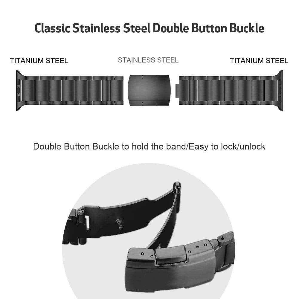 JLT For Apple Watch Series 8 41mm / Series 7 41mm / SE / SE(2022) / Series 6 / 5 / 4 40mm / Series 3 / 2 / 1 38mm Titanium Steel Watch Band Ultra-light Smart Watch Strap Replacement - Black