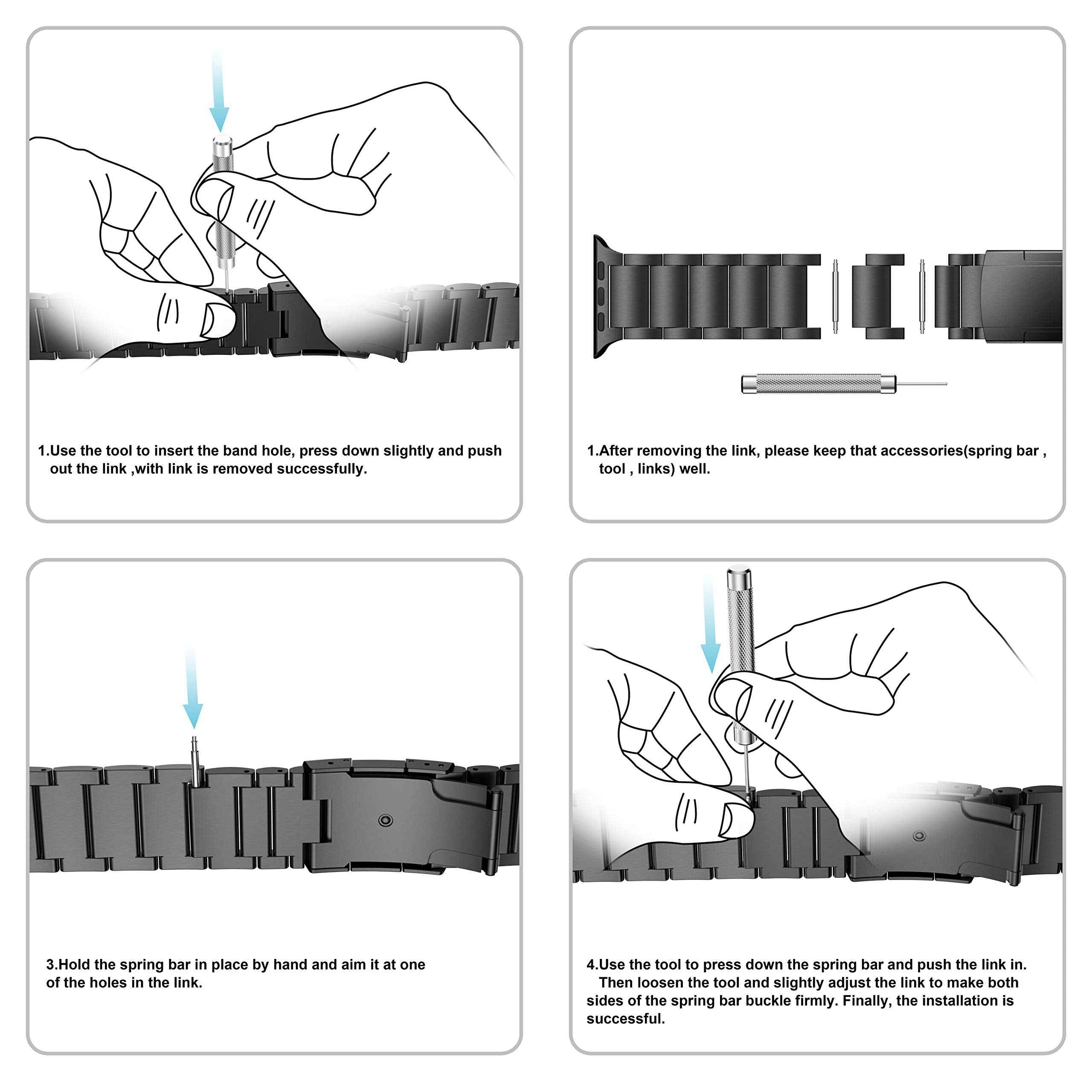 JLT For Apple Watch Series 8 41mm / Series 7 41mm / SE / SE(2022) / Series 6 / 5 / 4 40mm / Series 3 / 2 / 1 38mm Titanium Steel Watch Band Ultra-light Smart Watch Strap Replacement - Black - UNIQBUY