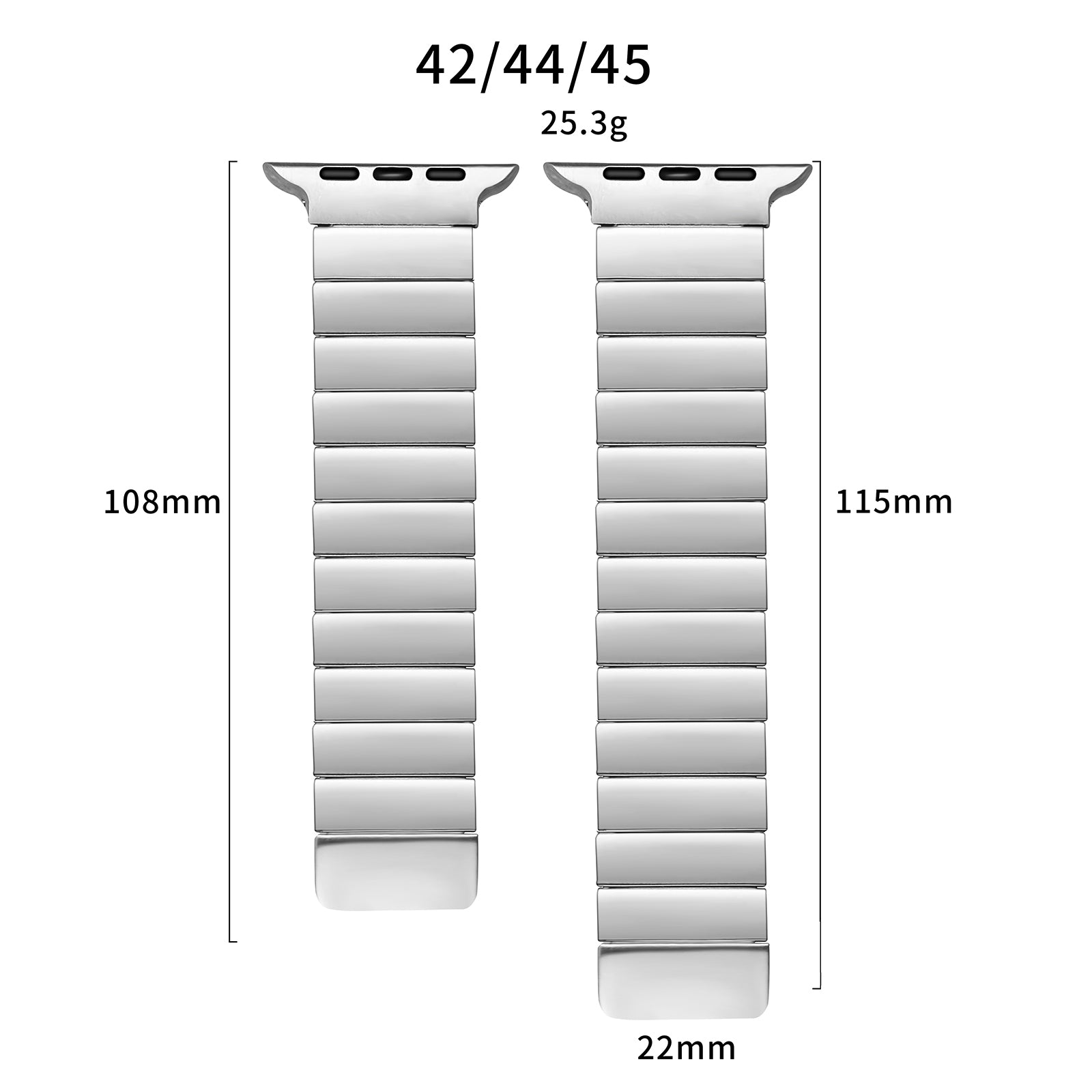 For Apple Watch Ultra 49mm / Series 8 45mm / 7 45mm / Series 6 / 5 / 4 / SE 44mm / SE (2022) 44mm / Series 1 / 2 / 3 42mm, Magnetic Watch Band Stainless Steel Replacement Watch Strap - Silver - UNIQBUY