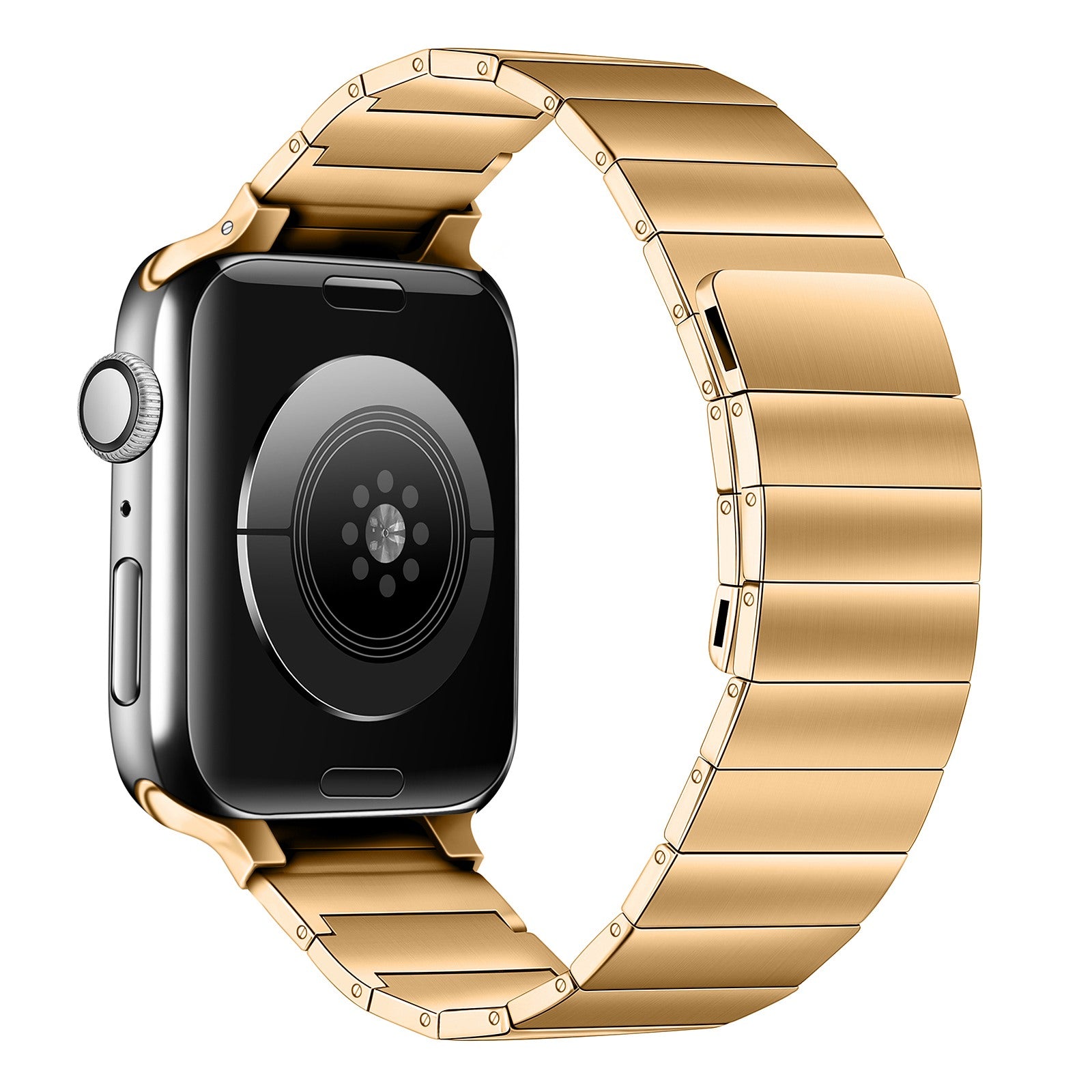 For Apple Watch Ultra 49mm / Series 8 45mm / 7 45mm / Series 6 / 5 / 4 / SE 44mm / SE (2022) 44mm / Series 1 / 2 / 3 42mm, Magnetic Watch Band Stainless Steel Replacement Watch Strap - Rose Gold - UNIQBUY