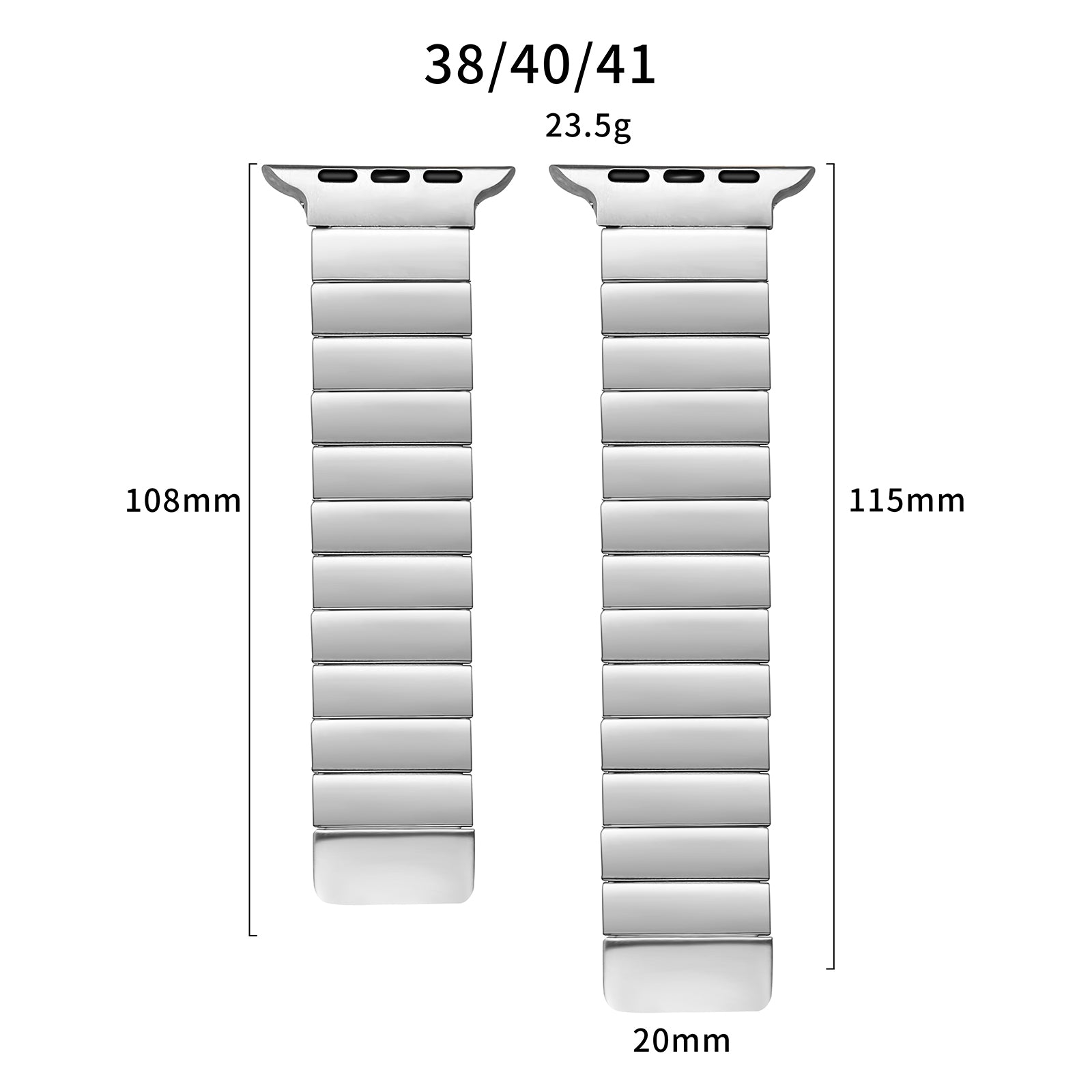 For Apple Watch Series 8 41mm / Series 7 41mm / Series 6 / 5 / 4 / SE / SE(2022) 40mm / Series 1 / 2 / 3 38mm, Quick Release Watch Band Magnetic Stainless Steel Replacement Watch Strap - Silver - UNIQBUY