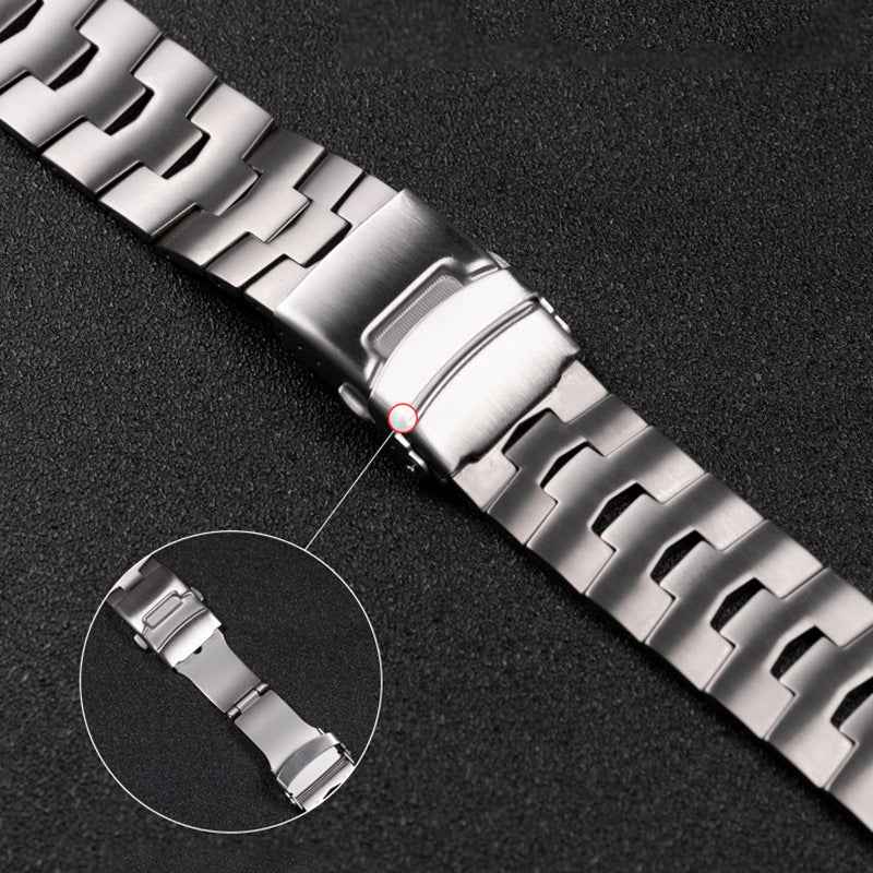 For Apple Watch Ultra 49mm / Series 8 45mm / 7 45mm / Series / 4 / 5 / 6 / SE 44mm / SE (2022) 44mm / Series 3 / 2 / 1 42mm Titanium Steel Anti-wear Replacement Watch Band Wrist Strap - Silver