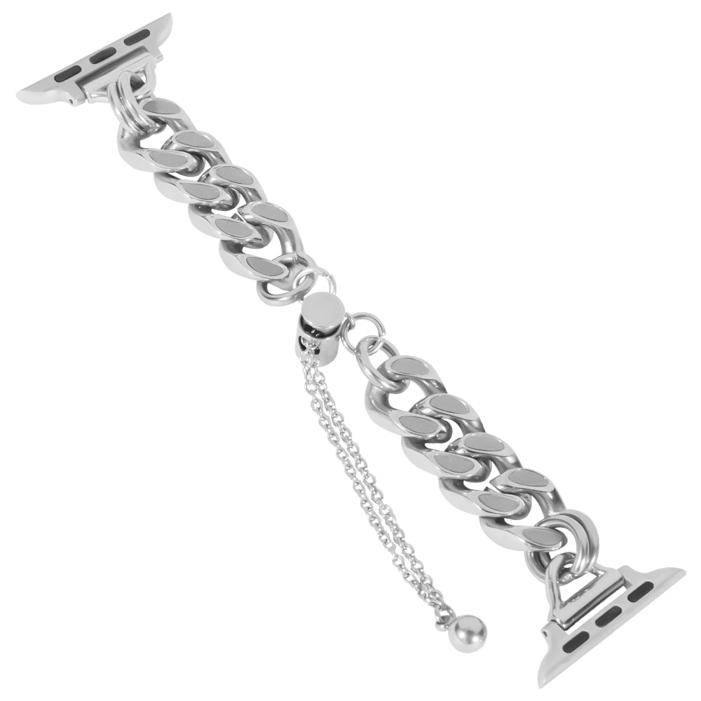 For Apple Watch Series 1 / 2 / 3 38mm / Series 4 / 5 / 6 / SE / SE (2022) 40mm / Series 7 / 8 41mm Cool Chain Metal Link Bands Night Luminous Strap Bracelet - Silver - UNIQBUY