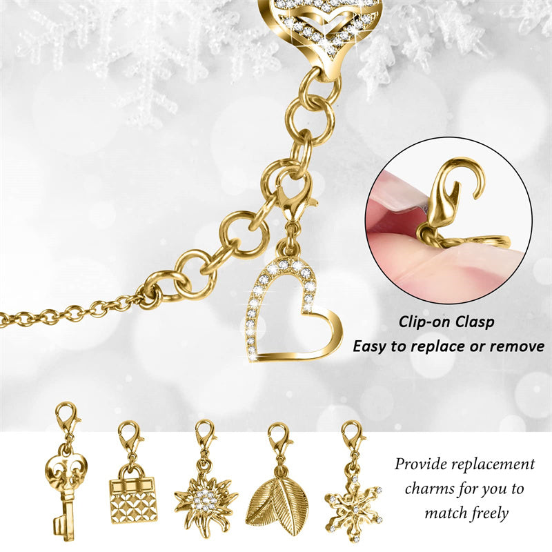 For Apple Watch Series 8 / 7 45mm Pendant Bracelet Watch Band Rhinestone Decor Strap Replacement with Hard PC Hollow-out Watch Case - Gold - UNIQBUY