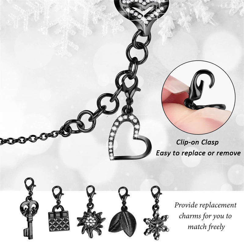 For Apple Watch Series 6 / 5 / 4 / SE (2022) / SE 40mm Bracelet Watch Band Rhinestone Decor Pendant Metal Strap with PC Half Protective Frame Cover - Black - UNIQBUY