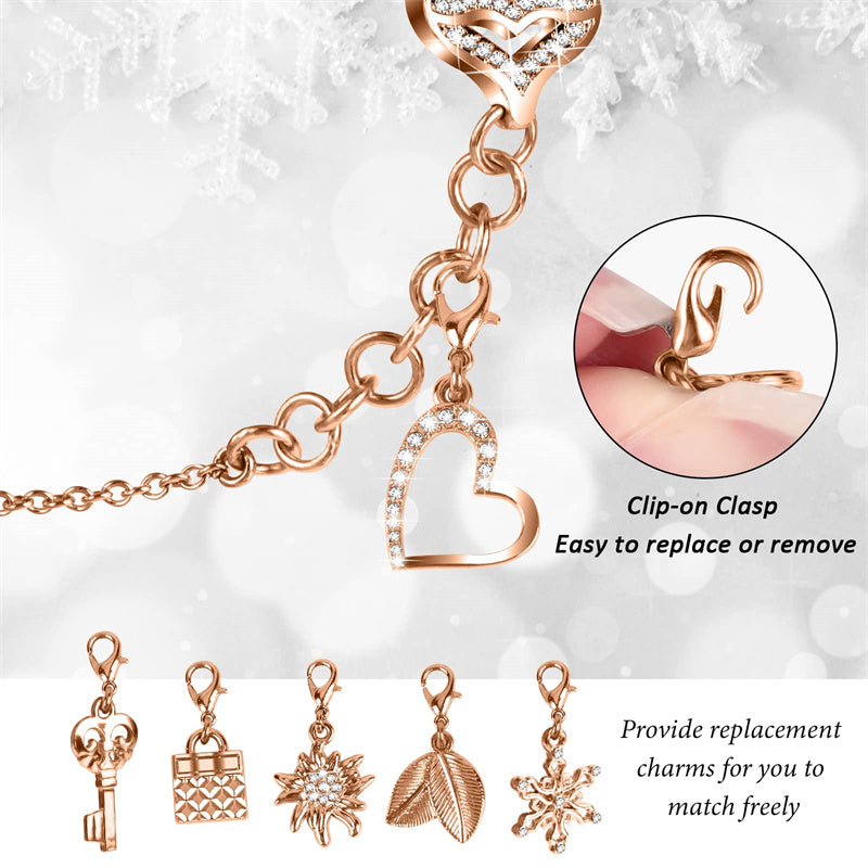 For Apple Watch Series 6 / 5 / 4 / SE (2022) / SE 44mm Bracelet Watch Band with Hollow PC Watch Frame Rhinestone Decor Pendant Bracelet Wrist Strap - Rose Gold - UNIQBUY