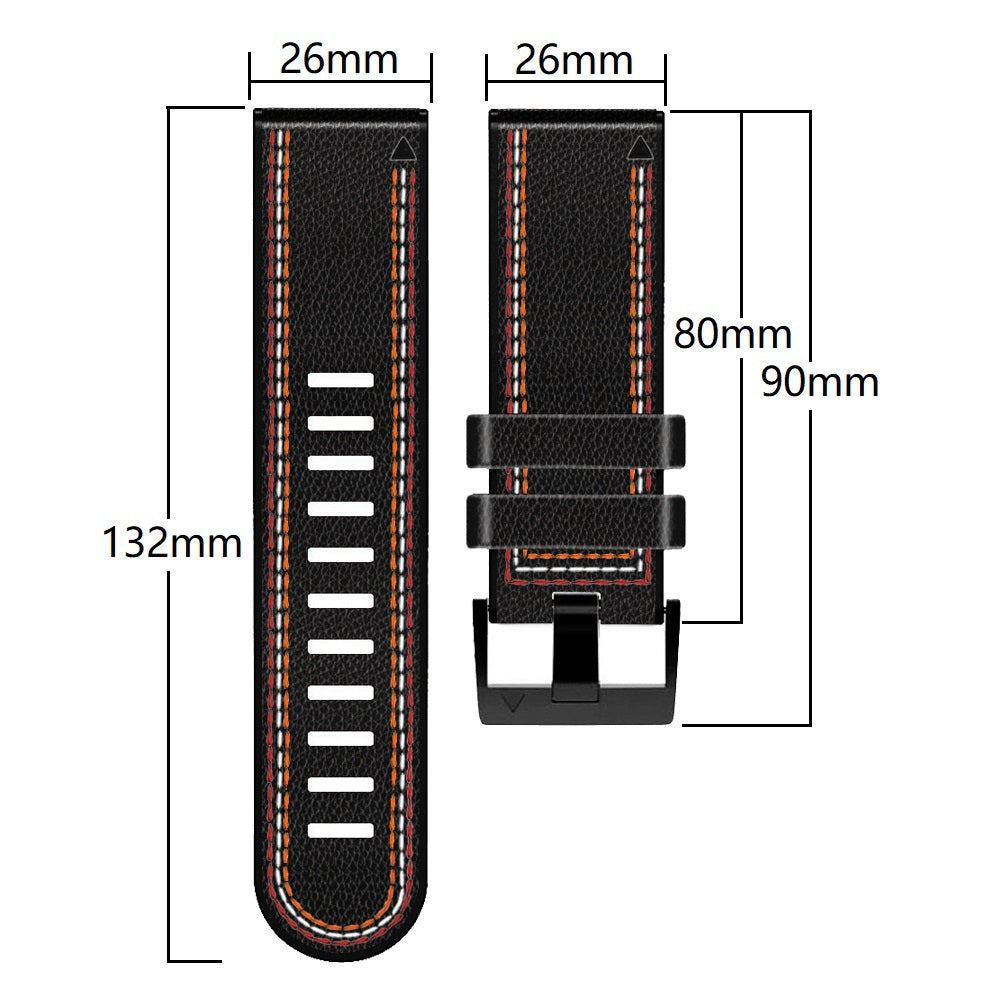 For Garmin Enduro / Tactix Delta / Tactix 7 Pro PU Leather Coated Silicone Watch Band 26mm Three-color Stitching Line Quick Release Sweatproof Strap - Black - UNIQBUY