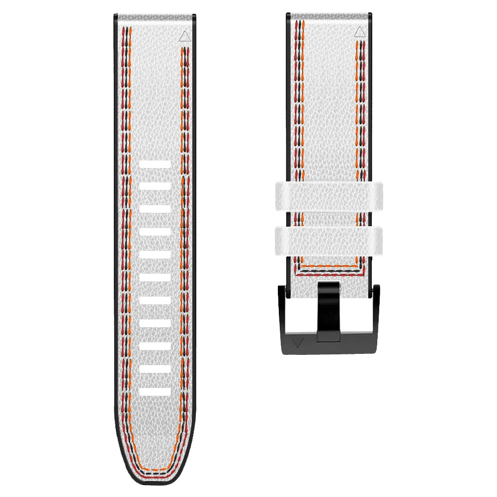 For Garmin Descent G1 / Instinct 2 / Epix Gen2 Quick Release Watch Band PU Leather Coated Silicone Three-color Stitching Line Wristband Strap - White - UNIQBUY