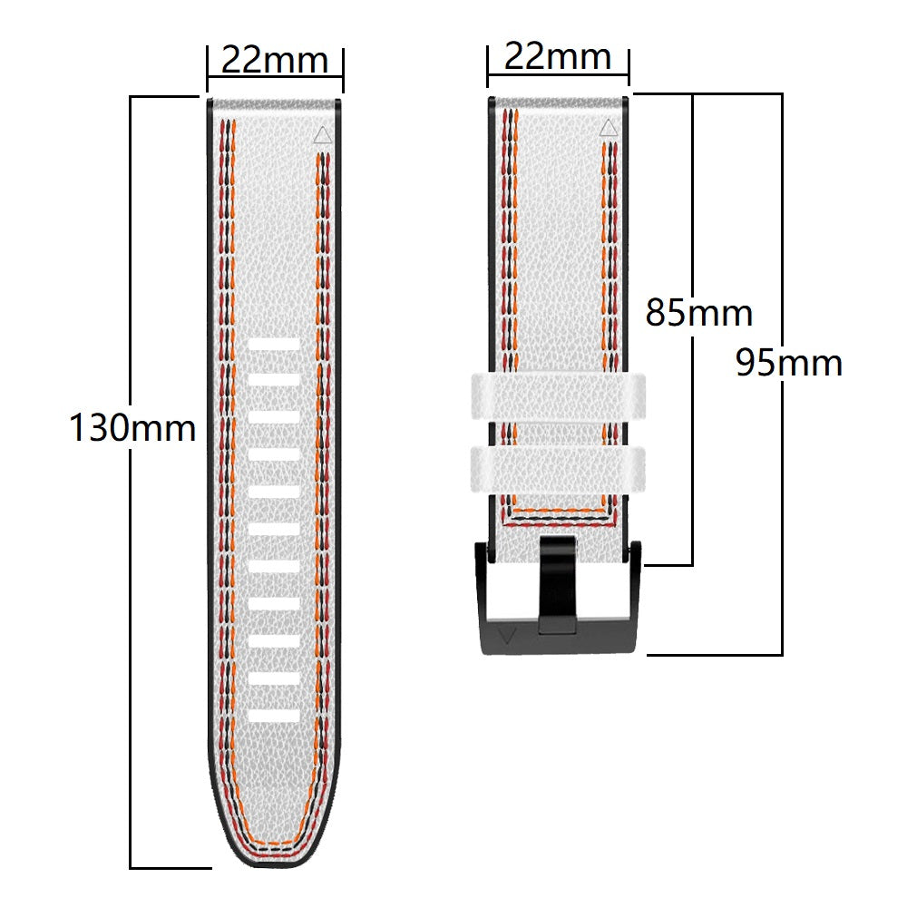 For Garmin Descent G1 / Instinct 2 / Epix Gen2 Quick Release Watch Band PU Leather Coated Silicone Three-color Stitching Line Wristband Strap - White - UNIQBUY