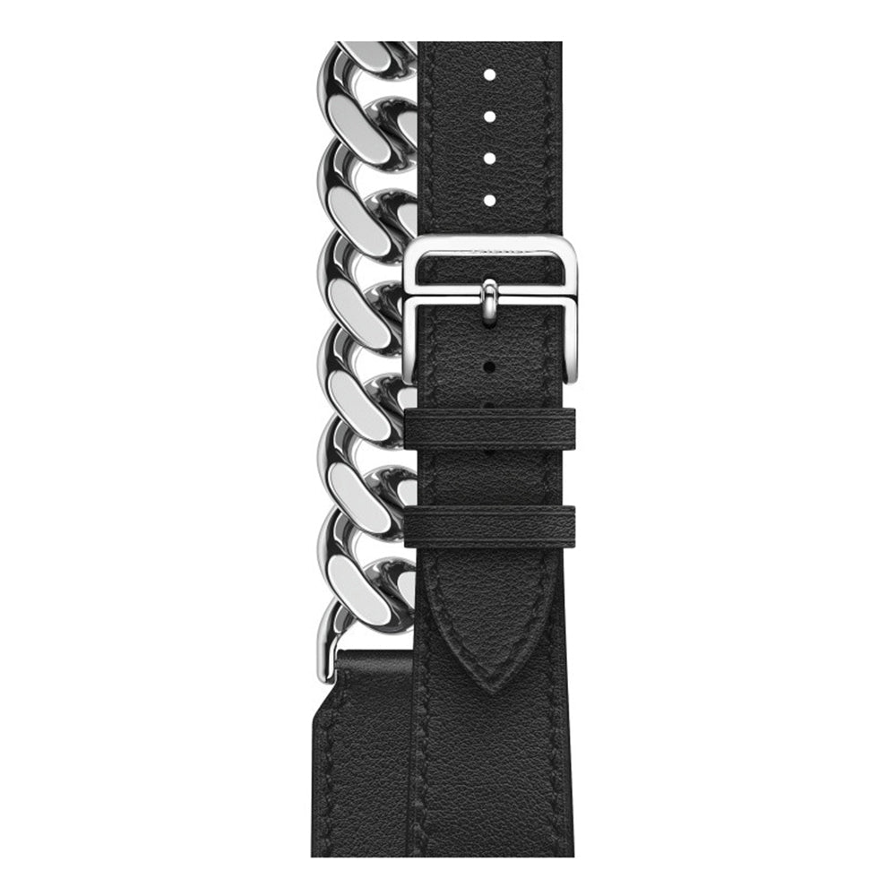 For Apple Watch Ultra 49mm / Series 7 / 8 45mm / SE / SE (2022) / 6 / 5 / 4 44mm 3 / 2 / 1 42mm Genuine Leather + Stainless Steel Watch Band Smart Watch Strap Replacement Part - UNIQBUY