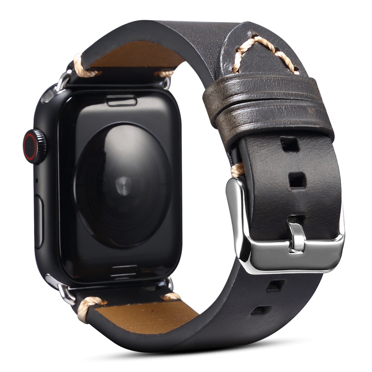 For Apple Watch Series 8 / 7 41mm / Series 6 / 5 / 4 / SE / SE (2022) 40mm / Series 3 / 2 / 1 38mm DOL Cowhide Leather Watch Band Adjustable Pin Buckle Replacement Wrist Strap - Black - UNIQBUY