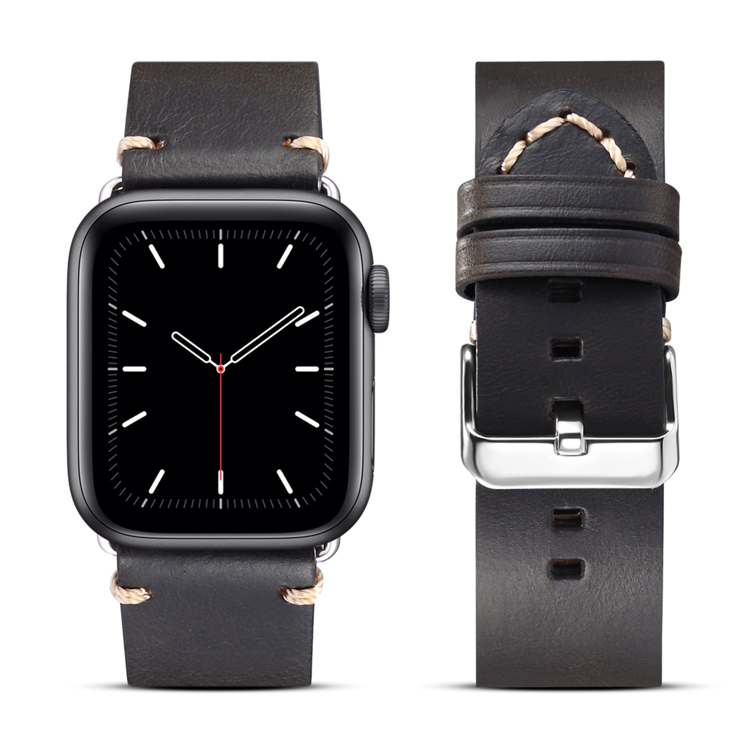 For Apple Watch Series 8 / 7 41mm / Series 6 / 5 / 4 / SE / SE (2022) 40mm / Series 3 / 2 / 1 38mm DOL Cowhide Leather Watch Band Adjustable Pin Buckle Replacement Wrist Strap - Black - UNIQBUY