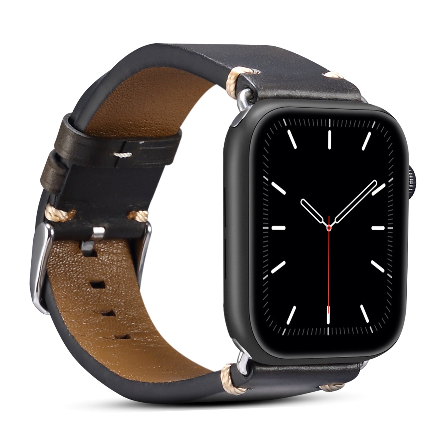 For Apple Watch Series 8 / 7 41mm / Series 6 / 5 / 4 / SE / SE (2022) 40mm / Series 3 / 2 / 1 38mm DOL Cowhide Leather Watch Band Adjustable Pin Buckle Replacement Wrist Strap - Black - UNIQBUY