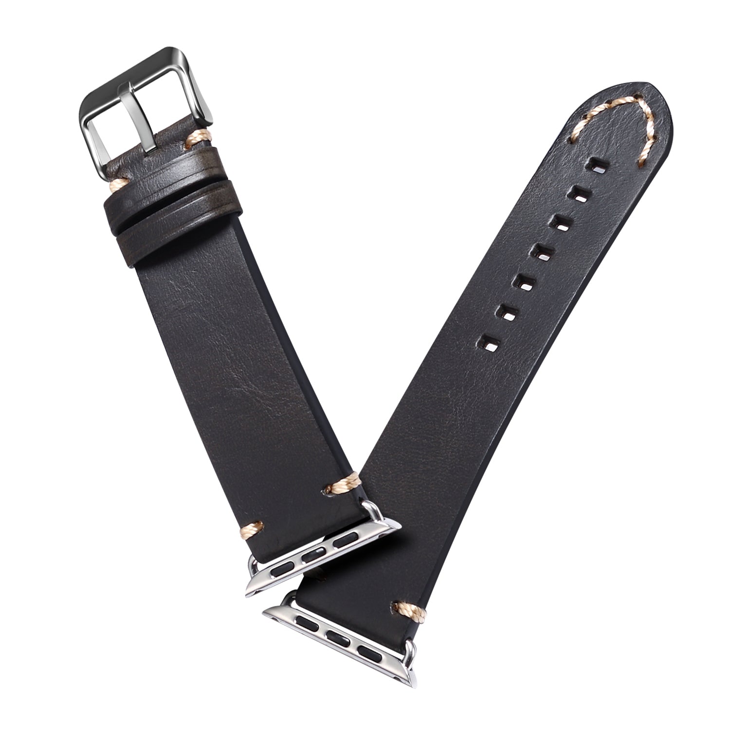 For Apple Watch Series 8 / 7 41mm / Series 6 / 5 / 4 / SE / SE (2022) 40mm / Series 3 / 2 / 1 38mm DOL Cowhide Leather Watch Band Adjustable Pin Buckle Replacement Wrist Strap - Black - UNIQBUY