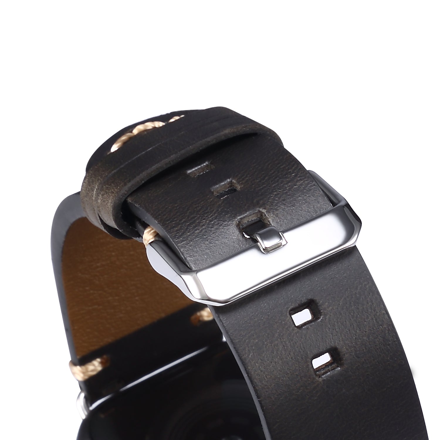 For Apple Watch Series 8 / 7 41mm / Series 6 / 5 / 4 / SE / SE (2022) 40mm / Series 3 / 2 / 1 38mm DOL Cowhide Leather Watch Band Adjustable Pin Buckle Replacement Wrist Strap - Black - UNIQBUY