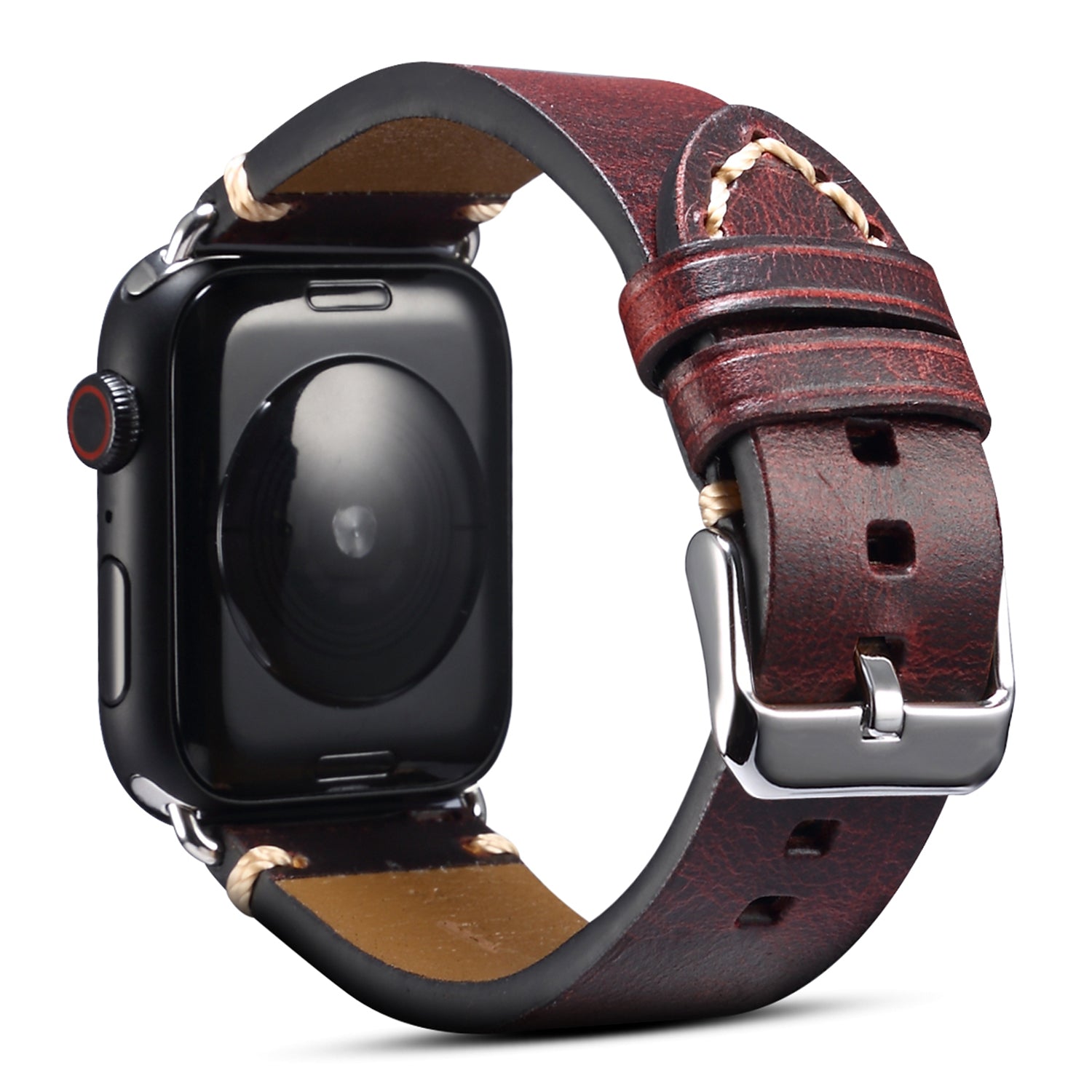 For Apple Watch Series 8 / 7 41mm / Series 6 / 5 / 4 / SE / SE (2022) 40mm / Series 3 / 2 / 1 38mm DOL Cowhide Leather Watch Band Adjustable Pin Buckle Replacement Wrist Strap - Wine Red - UNIQBUY