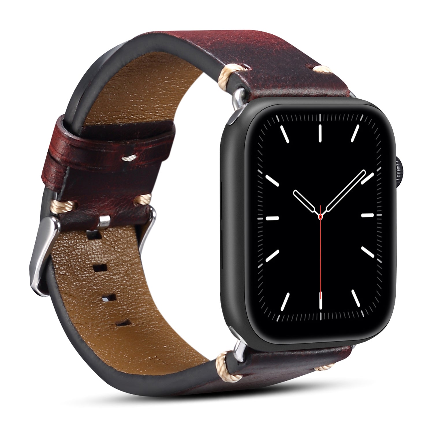 For Apple Watch Series 8 / 7 41mm / Series 6 / 5 / 4 / SE / SE (2022) 40mm / Series 3 / 2 / 1 38mm DOL Cowhide Leather Watch Band Adjustable Pin Buckle Replacement Wrist Strap - Wine Red - UNIQBUY