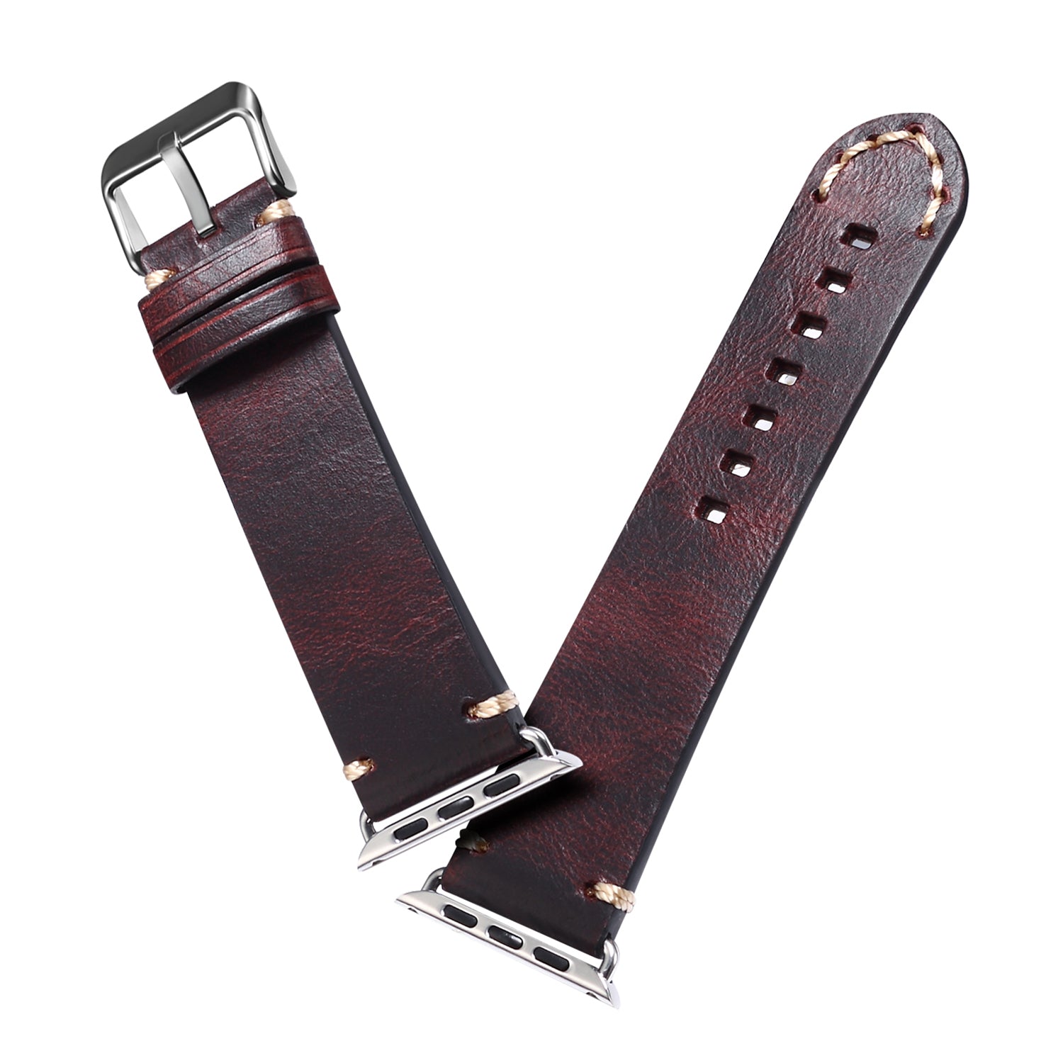 For Apple Watch Series 8 / 7 41mm / Series 6 / 5 / 4 / SE / SE (2022) 40mm / Series 3 / 2 / 1 38mm DOL Cowhide Leather Watch Band Adjustable Pin Buckle Replacement Wrist Strap - Wine Red - UNIQBUY