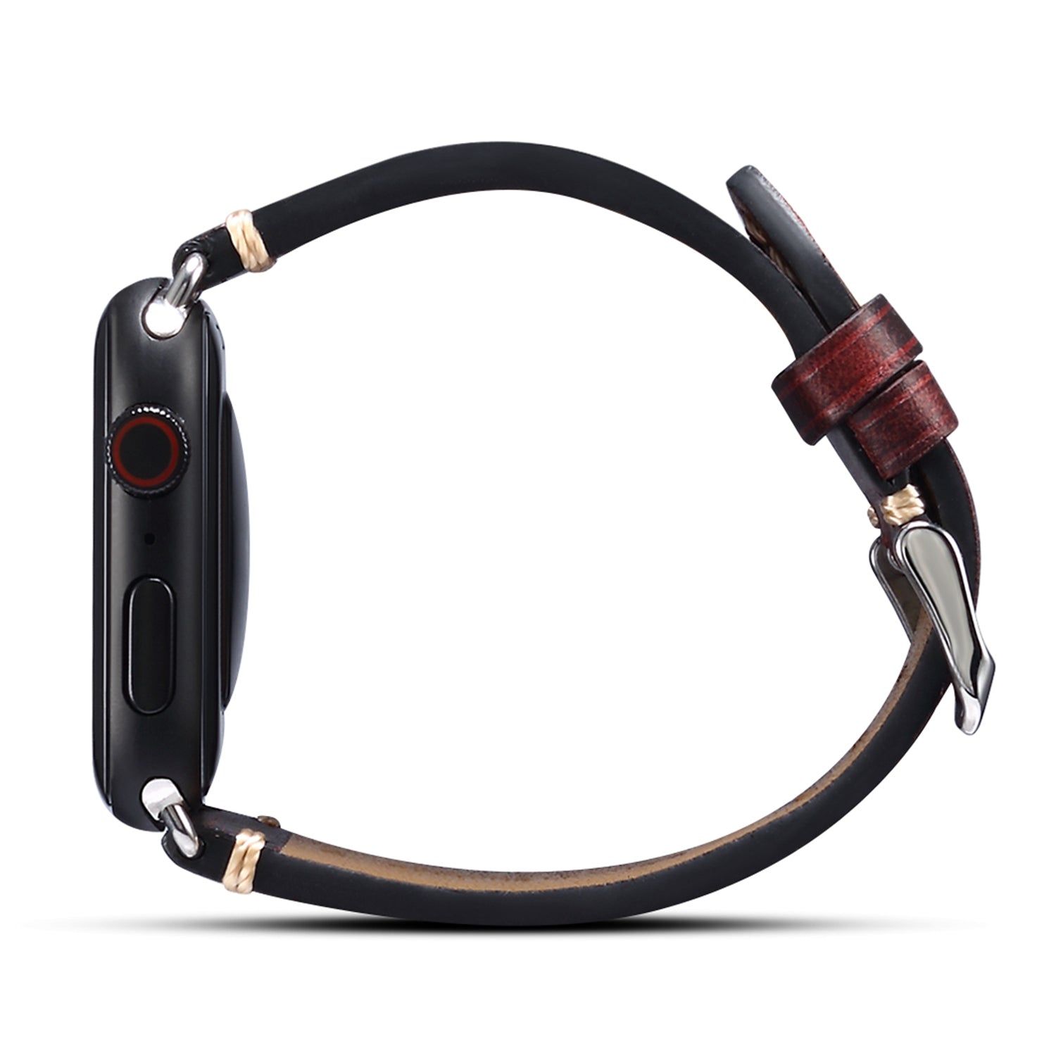 For Apple Watch Series 8 / 7 41mm / Series 6 / 5 / 4 / SE / SE (2022) 40mm / Series 3 / 2 / 1 38mm DOL Cowhide Leather Watch Band Adjustable Pin Buckle Replacement Wrist Strap - Wine Red - UNIQBUY