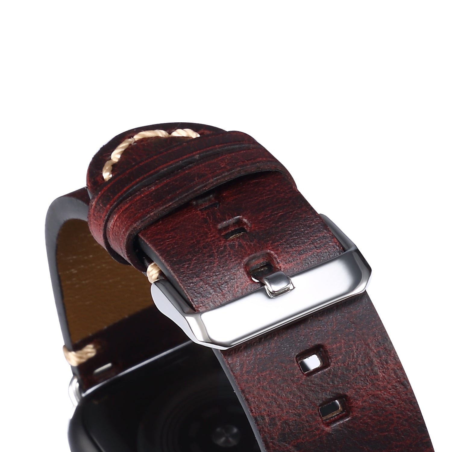 For Apple Watch Series 8 / 7 41mm / Series 6 / 5 / 4 / SE / SE (2022) 40mm / Series 3 / 2 / 1 38mm DOL Cowhide Leather Watch Band Adjustable Pin Buckle Replacement Wrist Strap - Wine Red - UNIQBUY