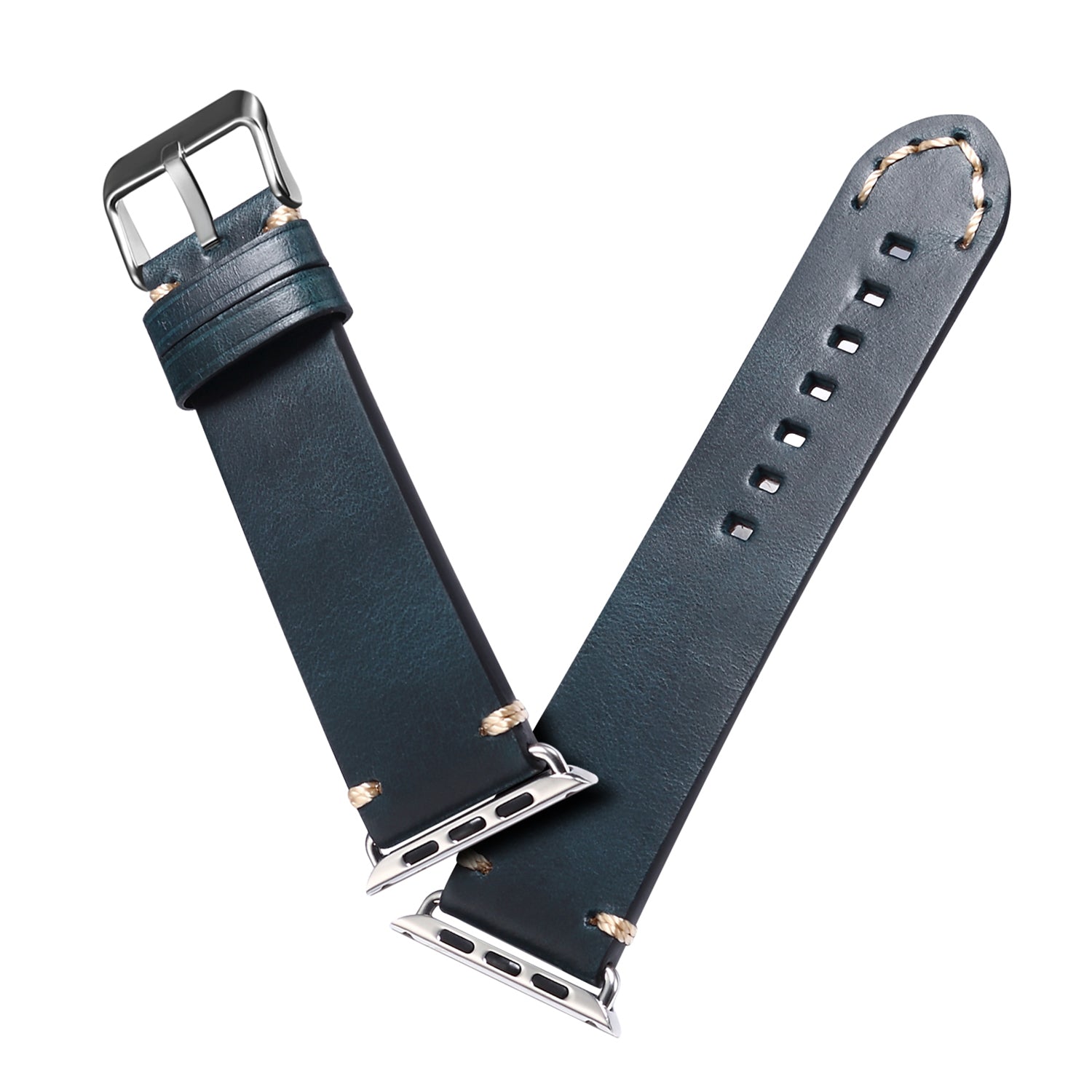 For Apple Watch Series 8 / 7 41mm / Series 6 / 5 / 4 / SE / SE (2022) 40mm / Series 3 / 2 / 1 38mm DOL Cowhide Leather Watch Band Adjustable Pin Buckle Replacement Wrist Strap - Blue - UNIQBUY