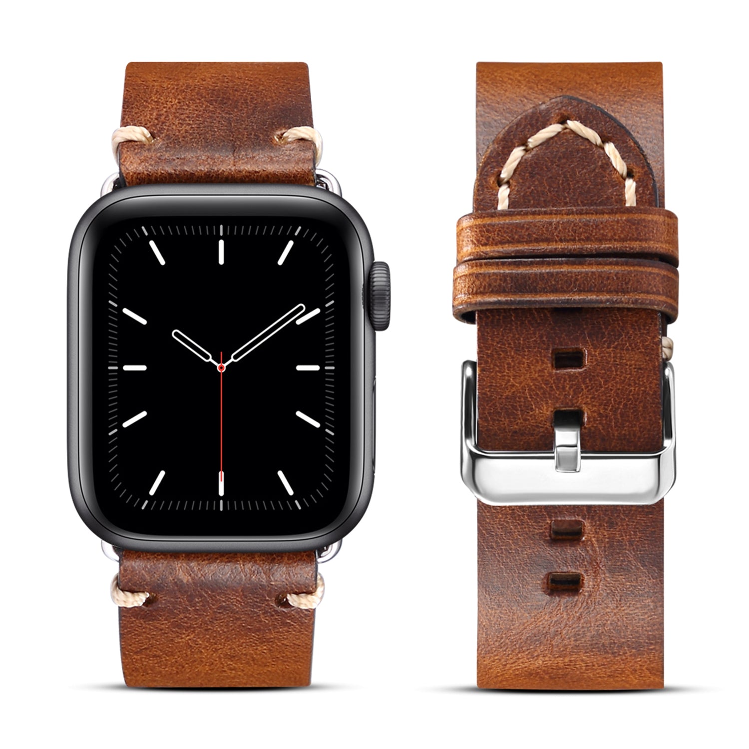 For Apple Watch Series 8 / 7 41mm / Series 6 / 5 / 4 / SE / SE (2022) 40mm / Series 3 / 2 / 1 38mm DOL Cowhide Leather Watch Band Adjustable Pin Buckle Replacement Wrist Strap - Brown - UNIQBUY