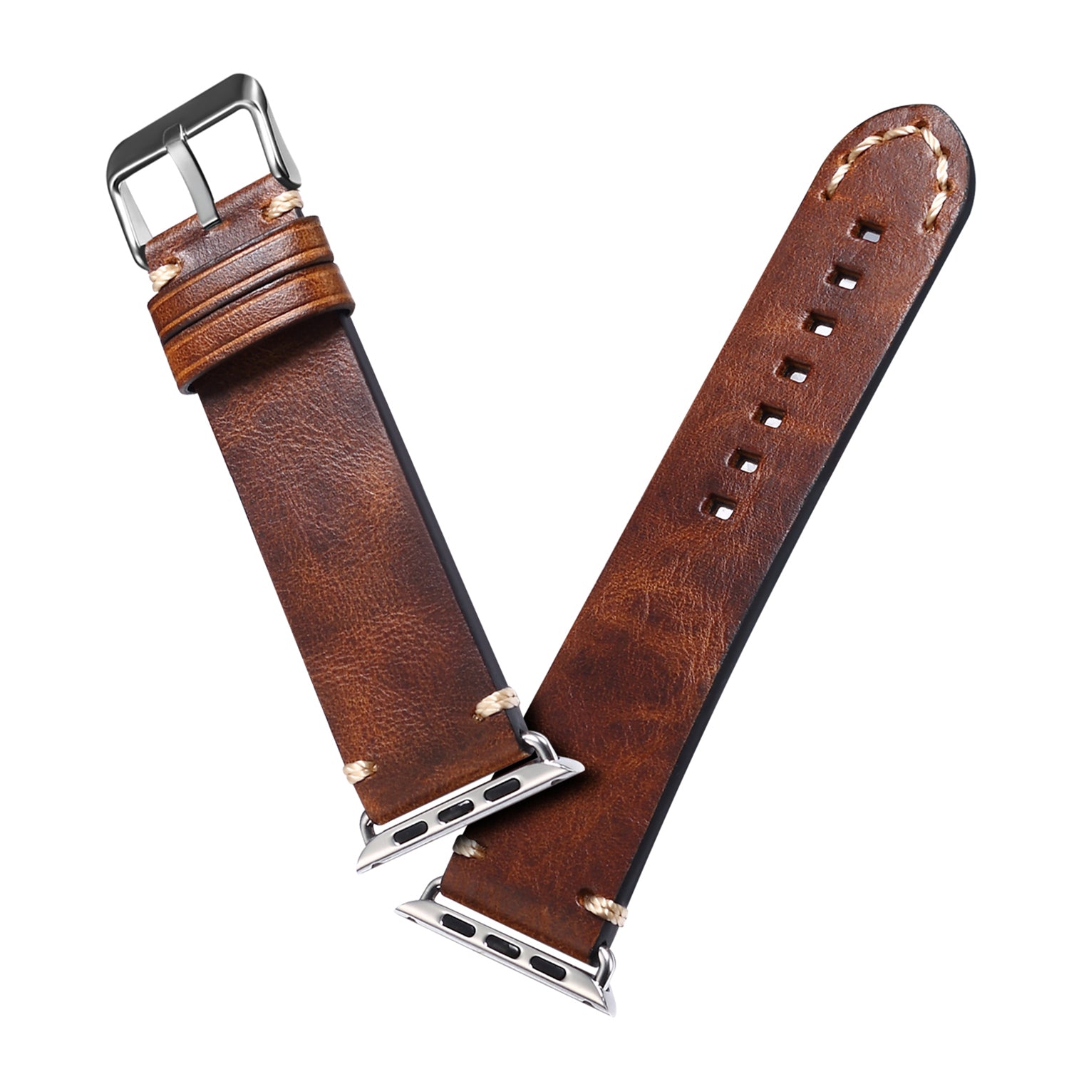 For Apple Watch Series 8 / 7 41mm / Series 6 / 5 / 4 / SE / SE (2022) 40mm / Series 3 / 2 / 1 38mm DOL Cowhide Leather Watch Band Adjustable Pin Buckle Replacement Wrist Strap - Brown - UNIQBUY