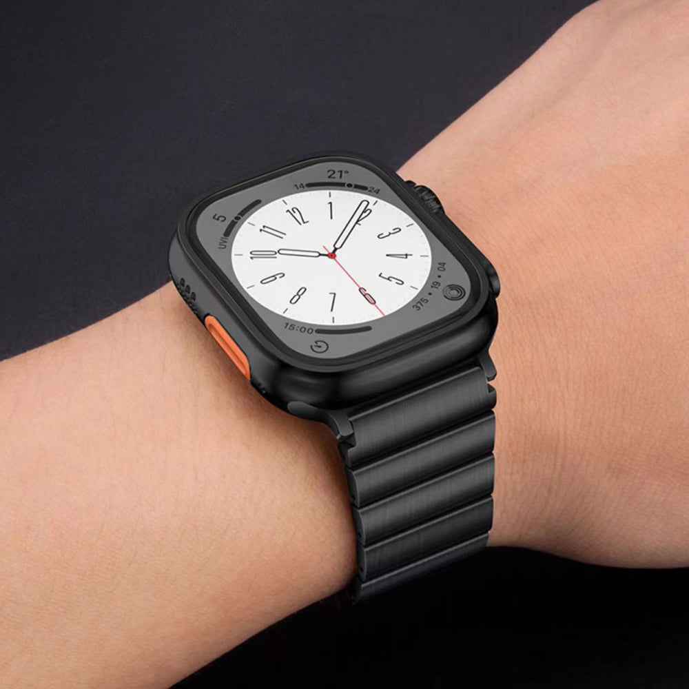 Quick Release Watch Band for Apple Watch Ultra 49mm / Series 8 7 45mm / Series 6 5 4 SE (2022) SE 44mm / Series 3 2 1 42mm Stainless Steel Replacement Wrist Strap - Black