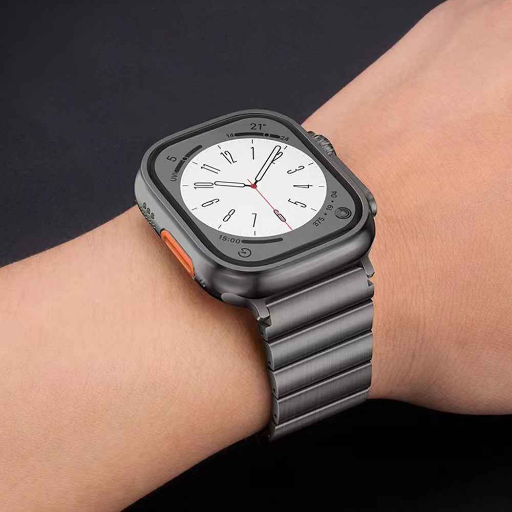 Quick Release Watch Band for Apple Watch Ultra 49mm / Series 8 7 45mm / Series 6 5 4 SE (2022) SE 44mm / Series 3 2 1 42mm Stainless Steel Replacement Wrist Strap - Titanium