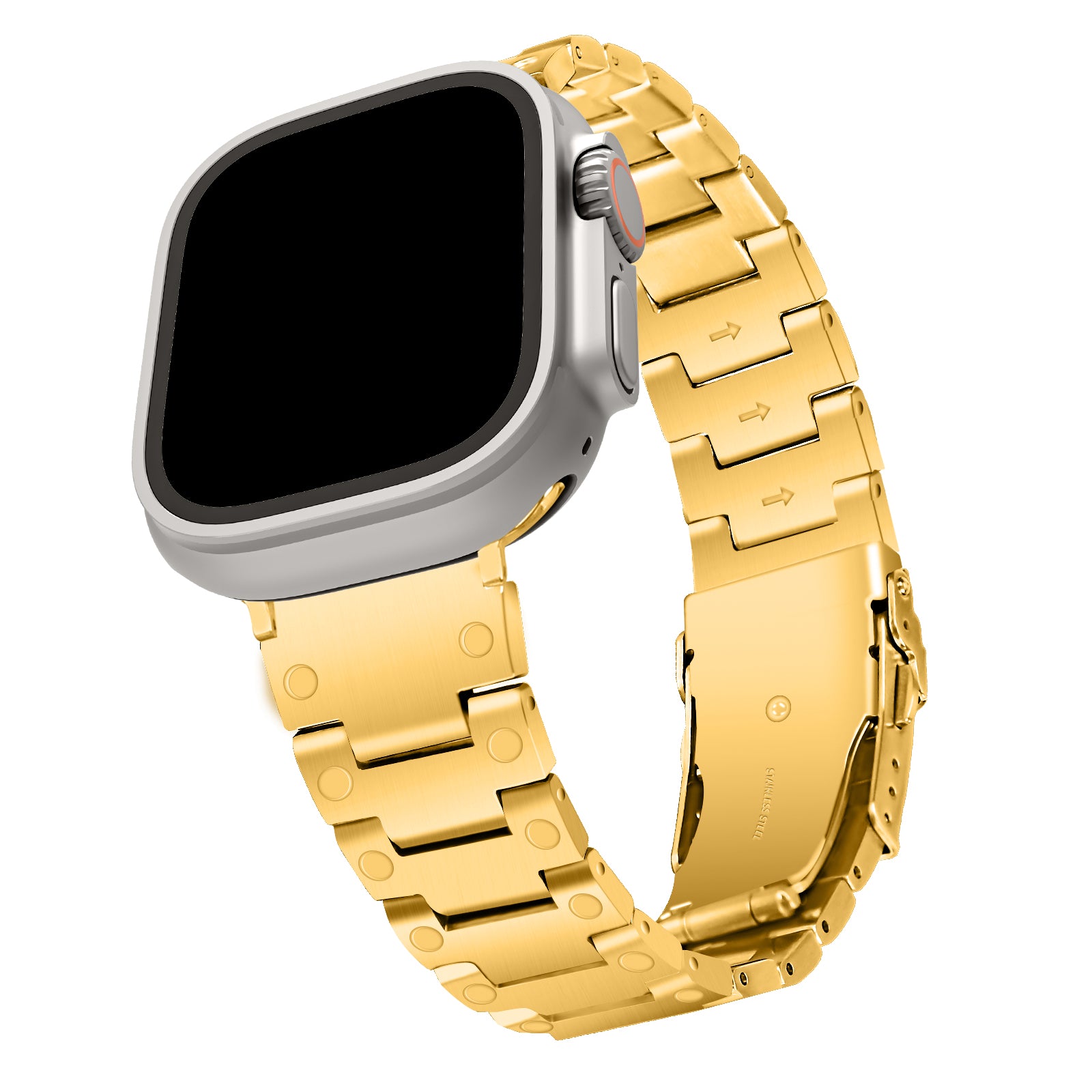 For Apple Watch Ultra 49mm / Series 8 / 7 45mm / 6 / 5 / 4 / SE / SE (2022) 44mm / 3 / 2 / 1 42mm Smart Watch Band Stainless Steel Strap - Gold - UNIQBUY