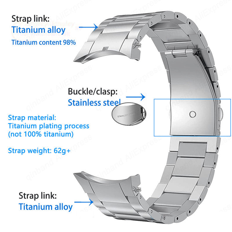 For Samsung Galaxy Watch6 40mm 44mm / Watch6 Classic 43mm 47mm / Watch 5 40mm 44mm / Watch4 40mm 44mm Watch Band Titanium Alloy Wrist Strap - Black - UNIQBUY