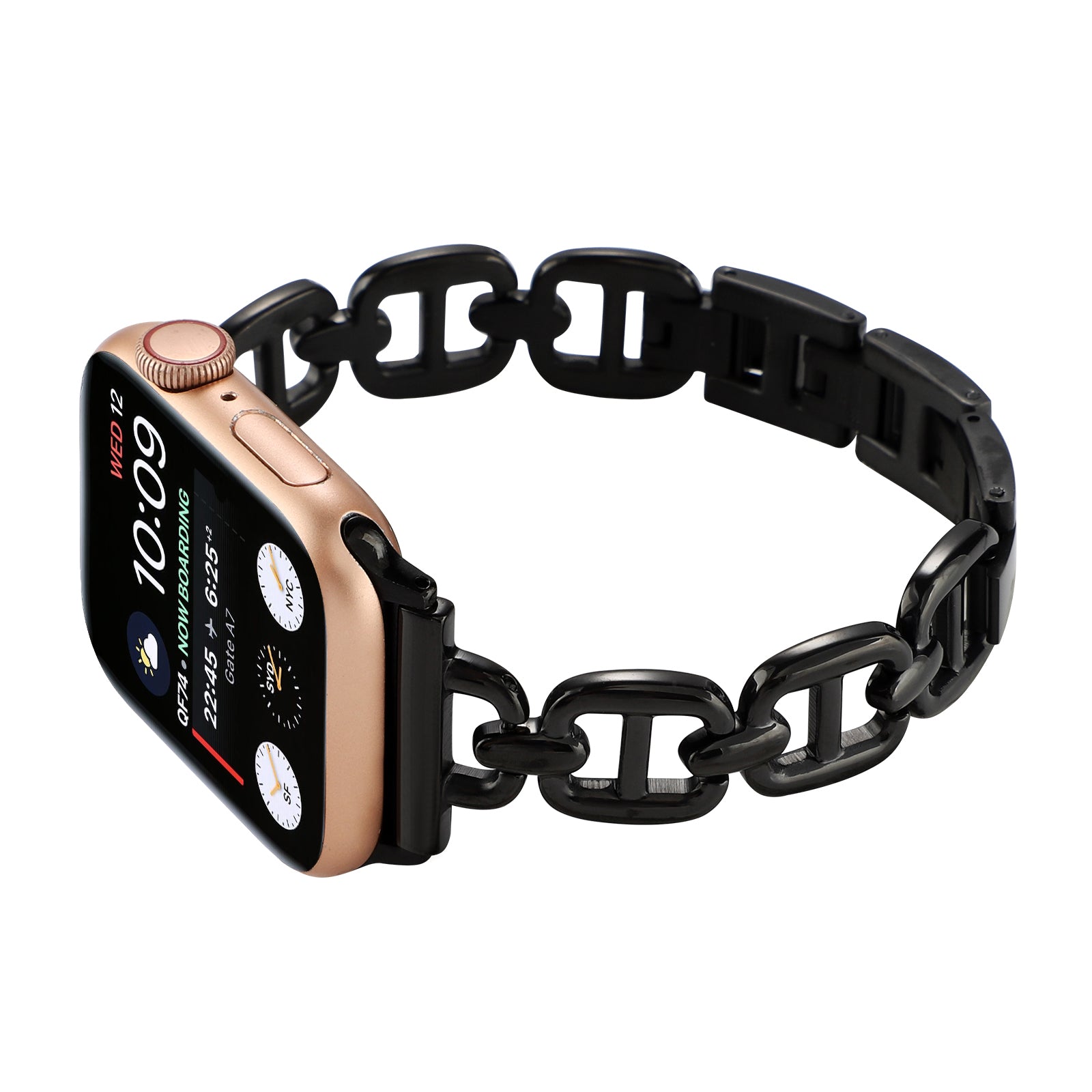 For Apple Watch Ultra 49mm / Series 8 / 7 45mm / 6 / 5 / 4 / SE / SE (2022) 44mm / 3 / 2 / 1 42mm Metal Bracelet Watch Strap Replacement Wrist Band - Black - UNIQBUY